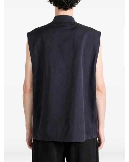 Stone Island Blue G100013 Dense Cotton Twill-Tc Vest for men