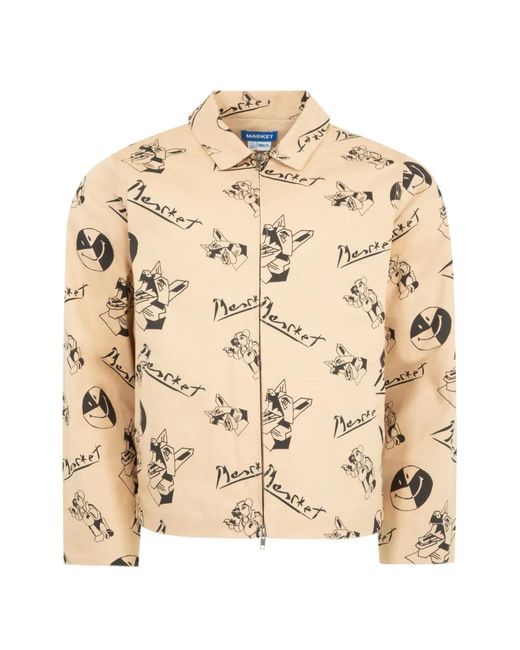 Market Natural Smiley Cubism Patterned Jacket for men