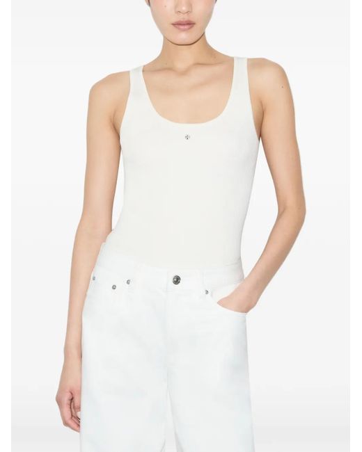 Tory Burch White Viscose Knit Tank Top