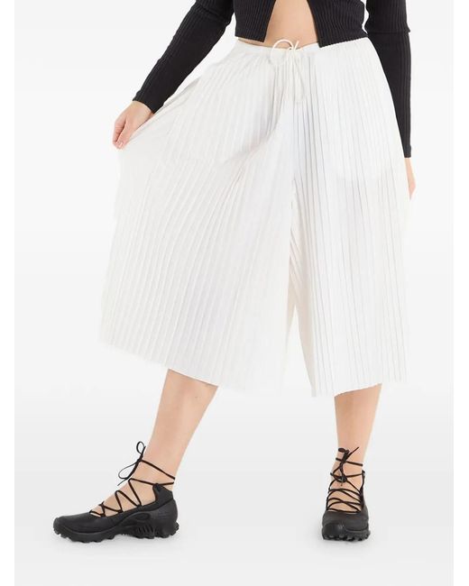 Nike White Pleated Drawstring Trousers