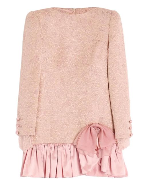 Valentino Garavani Pink Floral Matelassé Short Dress