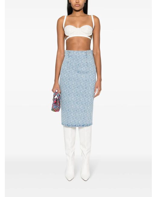 Gcds White Sequin-Embellishment Tweed Bralette