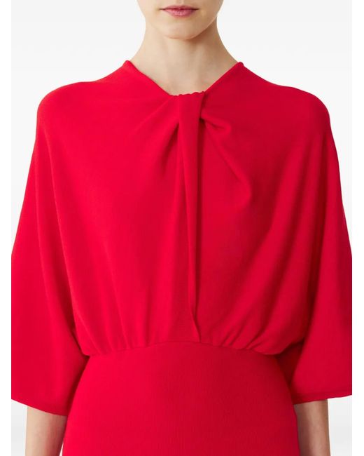 Lanvin Red Draped Three-Quarter-Sleeve Sweater