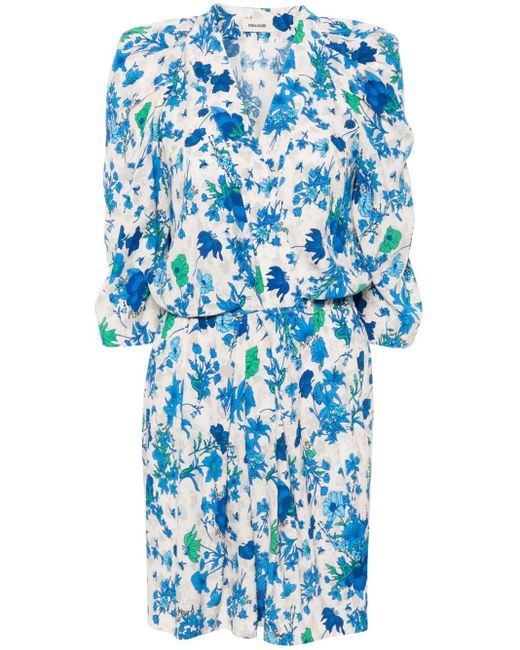 Robe Mi-Longue Ruz À Fleurs Zadig & Voltaire en coloris Blue