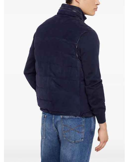 Brunello Cucinelli Blue High-Neck Padded Gilet for men