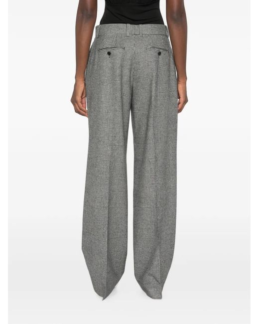 Dolce & Gabbana Gray Check-Pattern Pleated Trousers