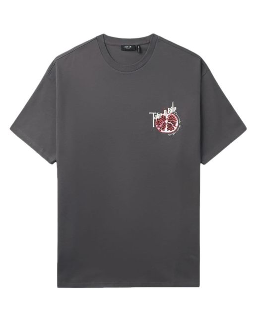 FIVE CM Gray Pomegranate-print Cotton T-shirt for men