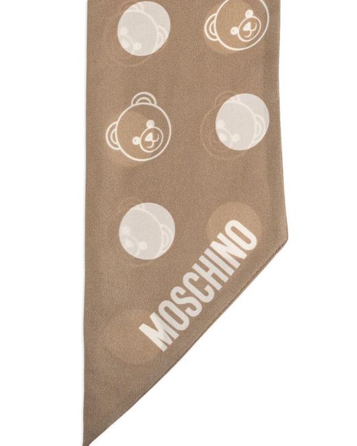 Moschino Natural Teddy Bear Silk Scarf