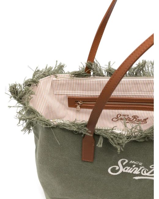 Mc2 Saint Barth Green City Fringed Tote Bag
