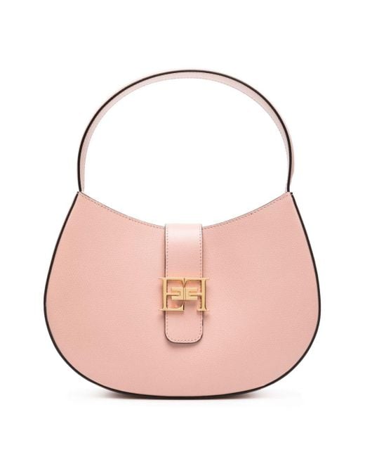 Elisabetta Franchi Pink Logo-plaque Leather Tote Bag