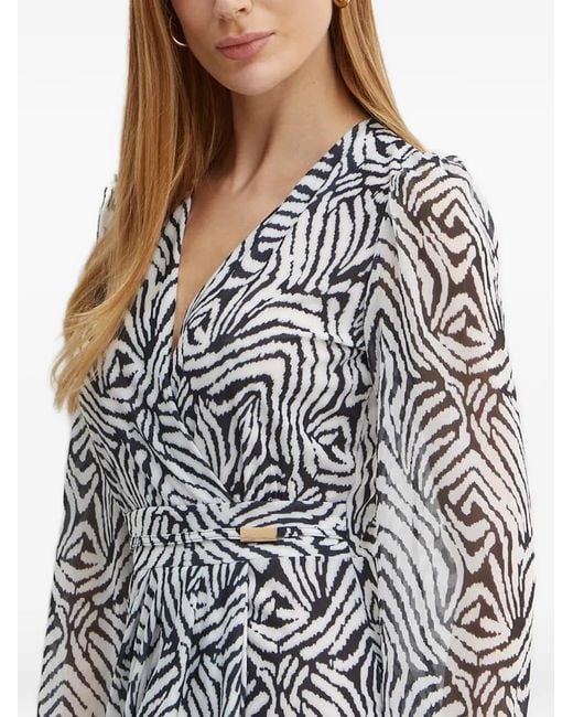 Morgan Gray Zebra-Print Wrap-Style Mini Dress