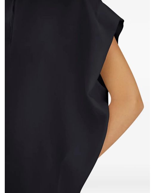 Herno Blue Mandarin-Collar Cady Blouse