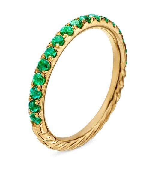 David Yurman Green 18Kt Cable Collectibles Emerald Stack Ring (2Mm)