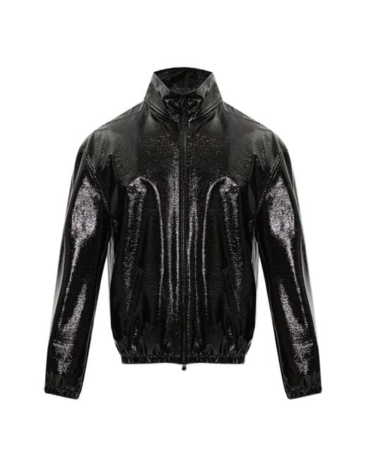 Courreges Black Stand-Up Collar Vinyl Jacket for men