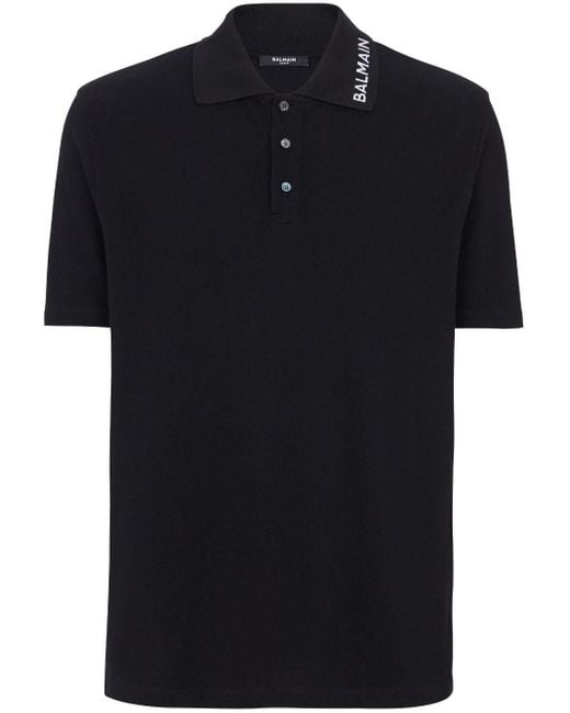 Balmain Poloshirt Met Geborduurd Logo in het Black voor heren
