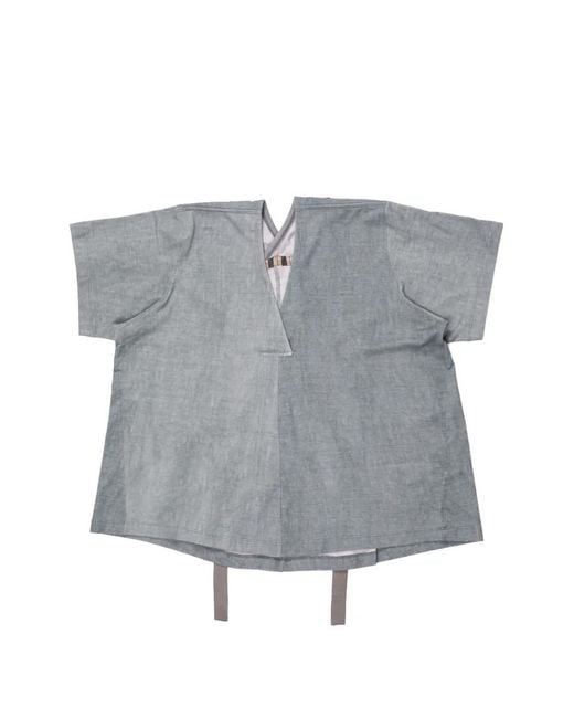Ziggy Chen Gray T-Shirt À Col V Et Bride