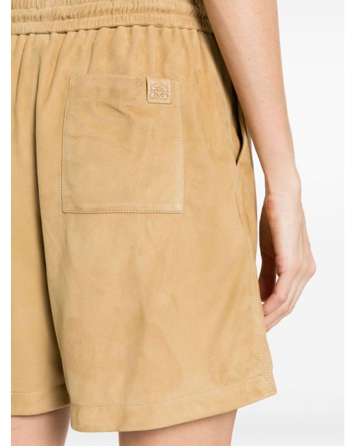 Loewe Natural Logo-patch Leather Shorts