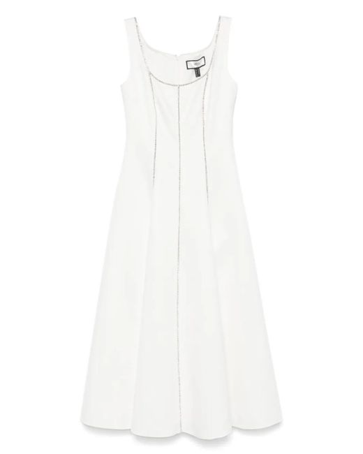 Robe Mi-Longue À Ornements En Cristal Nissa en coloris White