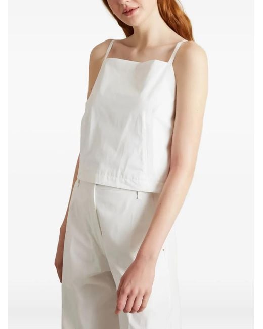 Sportmax White Cropped Poplin Top