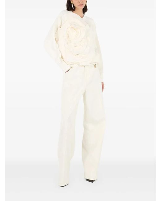 Roberto Cavalli White Python-Print Trousers