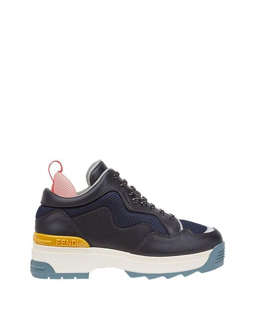 Fendi Blue Colourblock Platform Sneakers
