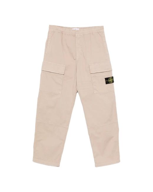 Stone Island White Trousers for men
