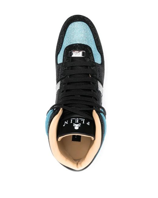 Philipp Plein Black Hi-Top Sneakers Notorious Crystal Skull With Crystals
