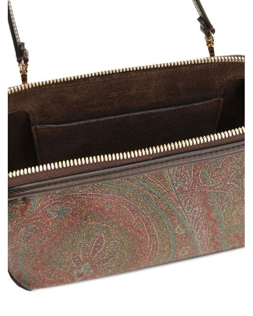 Etro Brown Arnica Paisley-Pattern Clutch Bag