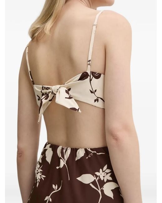 Abercrombie & Fitch Natural Cut-Out Floral-Pattern Midi Dress