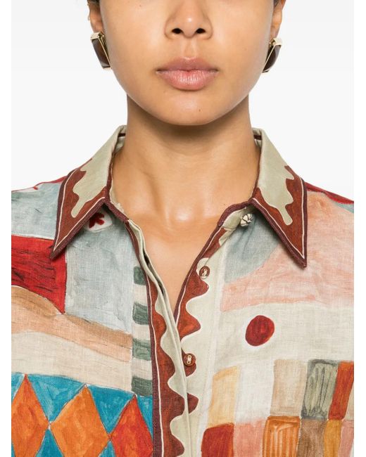 ALÉMAIS Red Michelle Abstract-Print Shirt