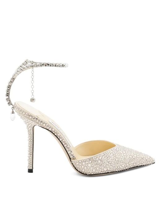 Escarpins Saeda 100 Mm À Ornements En Cristal Jimmy Choo en coloris White