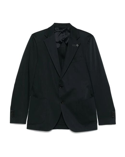 Lardini Black Brooch-Detail Blazer for men