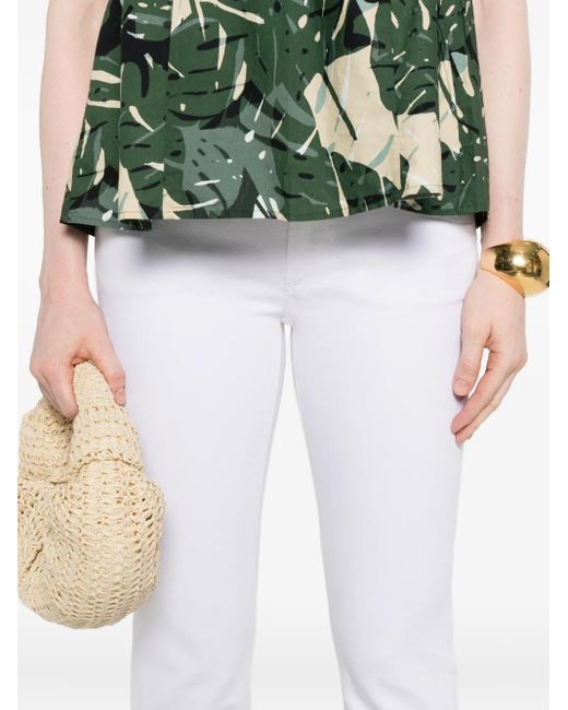 Marc O' Polo White Frayed-Hem Trousers