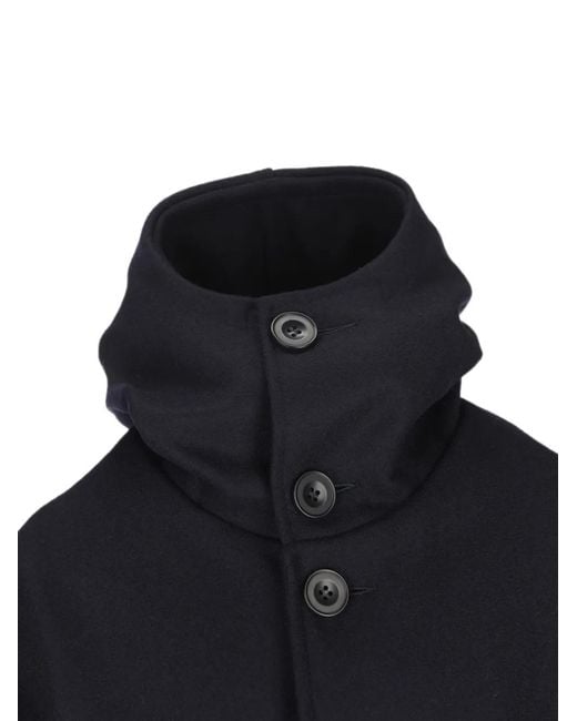 Cini Blue Button-Up Hooded Jacket