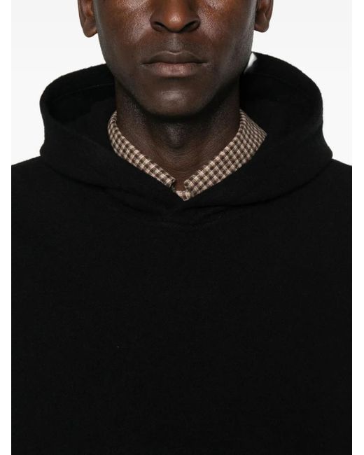 Rier Black Wool Hoodie for men