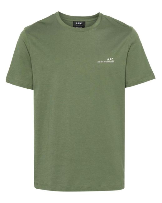 A.P.C. Green Logo-print Cotton T-shirt for men