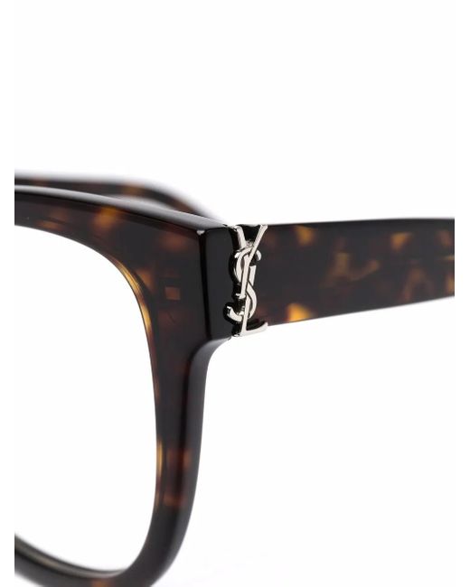 Saint Laurent Black Tortoiseshell-Effect Oversize-Frame Glasses