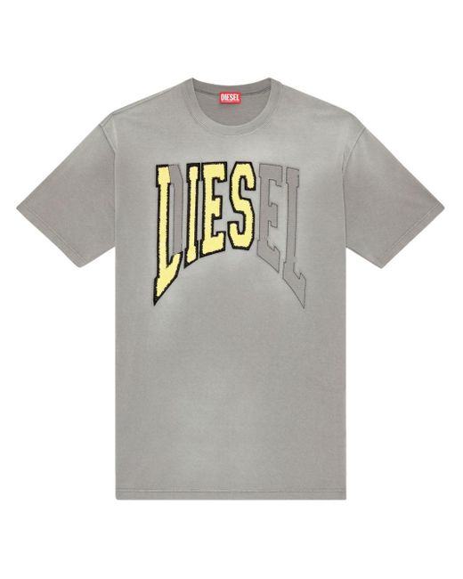 DIESEL Gray T-wash Cotton T-shirt for men