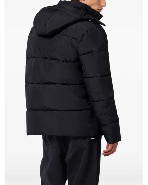 Philipp Plein Blue Nylon Puffer Jacket Gothic Plein for men
