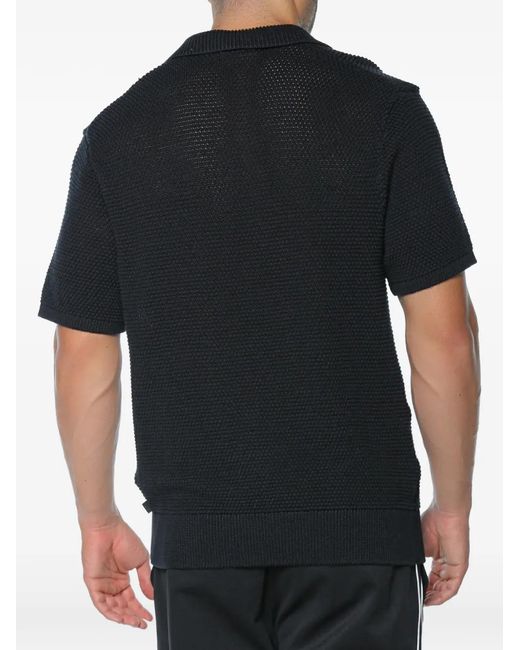 Michael Kors Black Johnny Textured Collar Polo Shirt for men