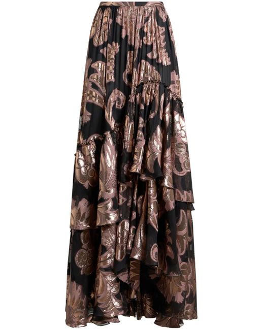 Etro Black Fil-Coupé Jacquard Maxi Skirt