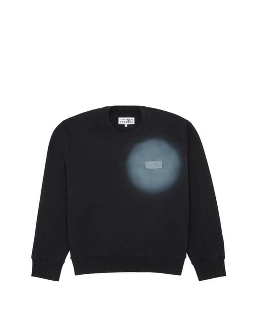 MM6 by Maison Margiela Black Logo-Patch Spray-Effect Sweatshirt for men