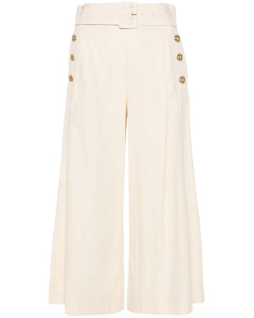Twin Set Natural Wide-leg Cropped Trousers
