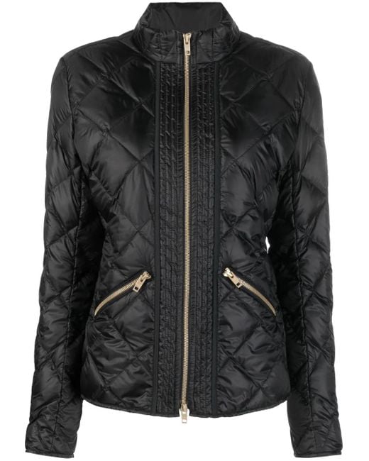 Fay Black Diamond-Quilt Zip-Fastening Jacket
