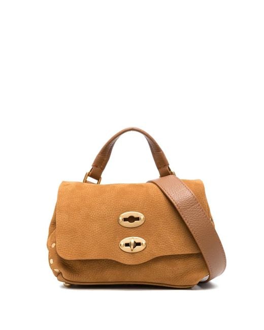 Zanellato Brown Baby Postina Stud-Embellished Leather Tote Bag