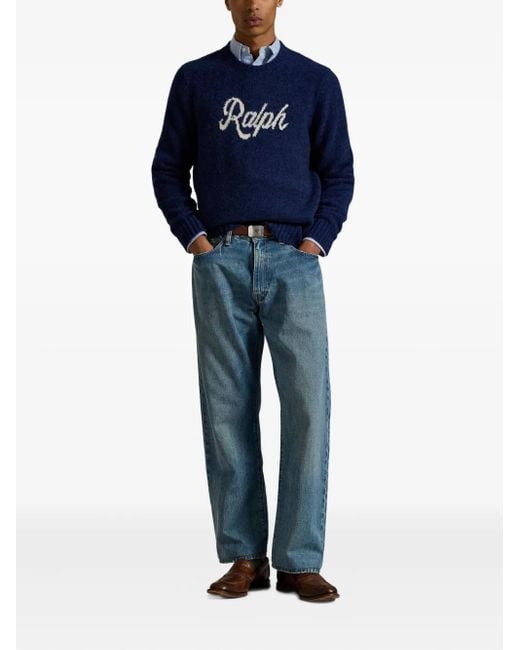 Polo Ralph Lauren Blue Authentic Logo Knit Jumper for men
