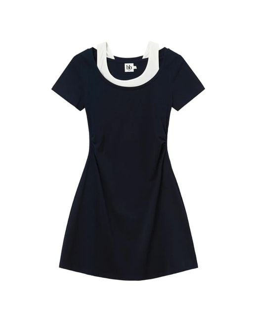 B+ AB Blue Robe Courte À Col Rond