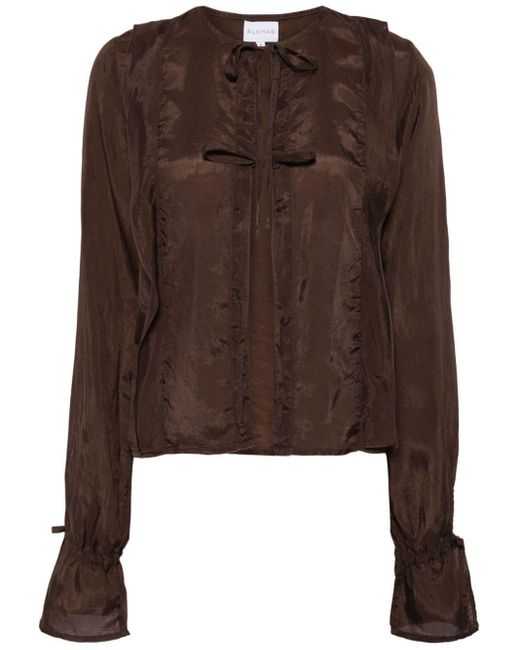 Alohas Brown Oceane Front-tie Blouse