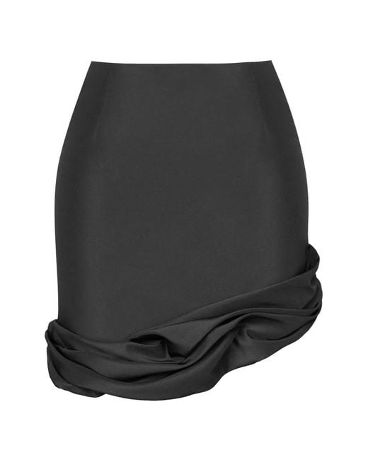 POST MERIDIEM Black Wave-Detail Mini Skirt
