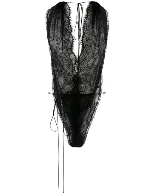 Victoria Beckham Black Halterneck Lace Bodysuit